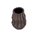 A dark brown textured planter pot with a ribbed, organic design