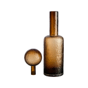 Decorative brown glass bottle with artisanal texture and unique sculptural form.