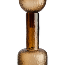 Artisanal brown glass decorative bottle with tactile textured surface.
