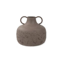 Brown Textured Metal Ceramic Vase with Two Handles   
