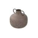 Brown Textured Metal Ceramic Vase with Two Handles   