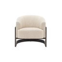 Beige Boucle Armchair with Wooden Legs