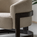 Beige Boucle Armchair with Wooden Legs