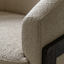 Beige Boucle Armchair with Wooden Legs