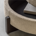 Beige Boucle Ottoman with Wooden Legs