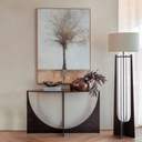 Glass Iron Sculpted Console Table