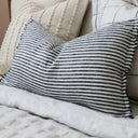 Striped Linen Charcoal Cushion Cover 50x30cm