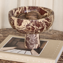 Large cherry red marble centrepiece bowl with sculptural pedestal design