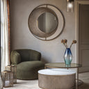 Fluid Home Interiors - Concentric Circles Iron Mirror Aged Gold 100cm diamater - Libra Interiors