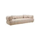 Cream Linen 3 Seater Curved Sofa