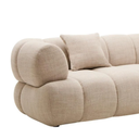 Cream Linen 3 Seater Curved Sofa