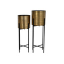 Fluid Home Interiors - Putney Floor Standing Brass Set of 2 Planters - Libra Interiors
