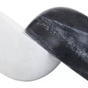 Decorative Marble Sculpture features two contrasting semispheres—one black and one white