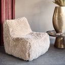 Brown Fluffy Faux Sheepskin Occasional Chair on Swivel Base