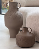 Brown Textured ceramic vase with handles