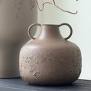 Brown Textured ceramic vase with handles
