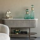 Fluid Home Interiors - The Teal Glass Bottle with Brass Detail with Lid - Libra Interiors