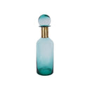 Fluid Home Interiors - The Teal Glass Bottle with Brass Detail with Lid - Libra Interiors