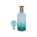 Fluid Home Interiors - The Teal Glass Bottle with Brass Detail with Lid - Libra Interiors