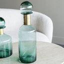 Fluid Home Interiors - The Teal Glass Bottle with Brass Detail with Lid - Libra Interiors