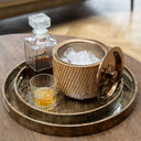 Fluid Home Interiors - Rattan Dusky Luxe Gold Ice Bucket with Lid - Libra Interiors