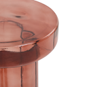 Sculptural red glass accent table with rich translucent finish