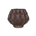 Textured brown ceramic vase with rounded sculptural design