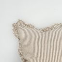 Linen  Light Brown Stripe Ruffle Cushion Cover 50x 30cm