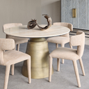 Light Travertine Round Dining Table 120cm