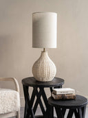 Natural Rattan Lamp with Drum Shade Large