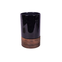 Noir Glass Hurricane with Wooden Base 20.5cm