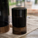 Noir Glass Hurricane with Wooden Base 20.5cm