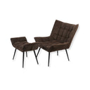 Brown upholstered occasional chair and footstool set 