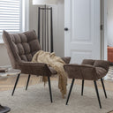 Brown upholstered occasional chair and footstool set 
