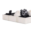 Off White and Black Bone Horn Inlay Noughts and Crosses