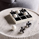 Off White and Black Bone Horn Inlay Noughts and Crosses