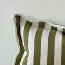 Olive Stripe Scalloped Edge Cushion Cover 50 x 30cm