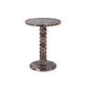 Red marble Totem side table with sculptural bobbin pedestal and natural veining.