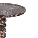 Contemporary red marble side table with cream and grey natural stone veining.