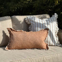 Autumn Rust Linen Cushion Cover with Ruffled Edge