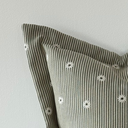 Daisy Print Sage and Cream Stripe Cushion 45x45cm