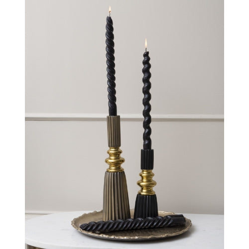 Set of 4 Black Twisted Wax Dinner Candles 2x30cm Fluid Home Interiors