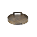 Luxury wooden serving trays with smoke gold iron surround and integrated handles