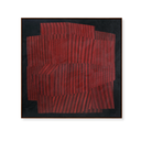 Strata geometric wall art in black, rust and terracotta with raised textured detail and pine wood frame.