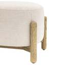Cream Footstool with Wooden Legs