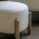 Cream Footstool with Wooden Legs