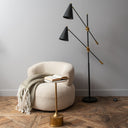 Twin Head Floor Lamp with gold details - Libra Interiors