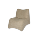 Modern beige boucle chair and ottoman set 