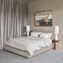 Soft Beige Upholstered 5′ King Sized Bed Frame - Libra Interiors