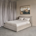 Soft Beige Upholstered 5′ King Sized Bed Frame - Libra Interiors